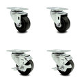 Service Caster 3 Inch Phenolic Wheel Swivel Top Plate Caster Set with 2 Brakes SCC-20S314-PHR-2-TLB-2
